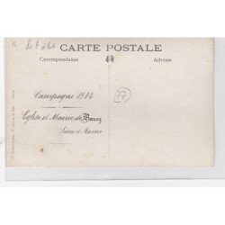 BARCY : 1914/18 - carte photo de l'église et de la mairie  (militaire - guerre) - bon état (un coin plié)