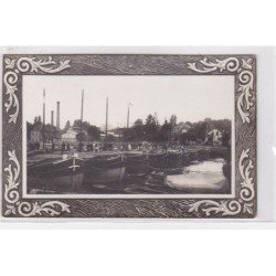 LAGNY SUR MARNE : 1914/18 - carte photo du pont de péniches (militaire - guerre) - très bon état