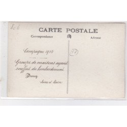 BARCY : 1914/18 - carte photo d'un groupe de maisons ayant souffert du bombardement (militaire - guerre) - très bon état