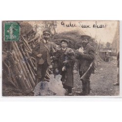 LOIRET - a localiser : carte photo d'un retour de chasse à tir (garde champetre) - état