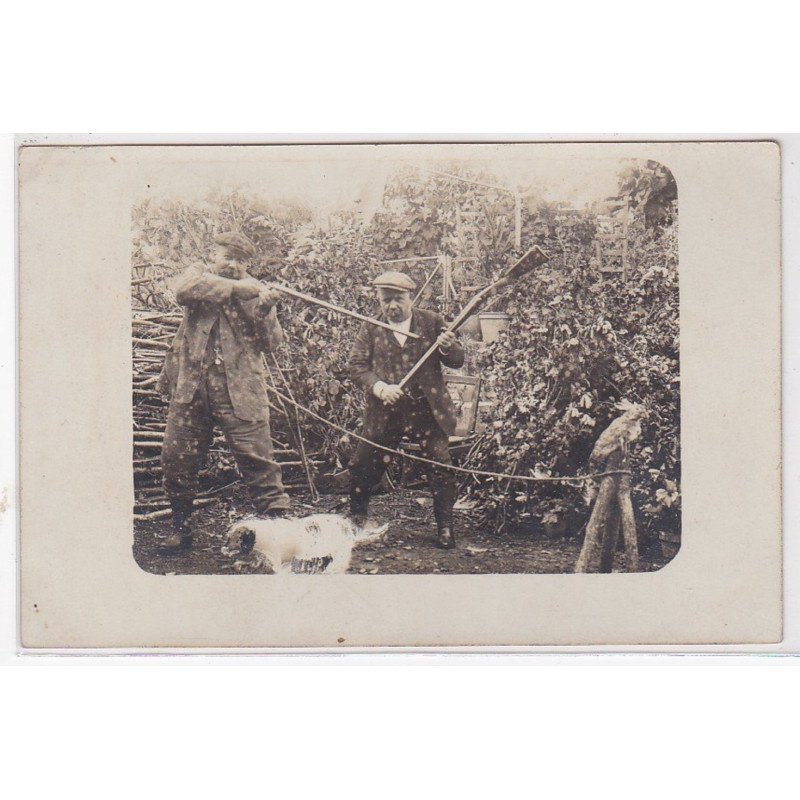 LOIRE - a localiser : carte photo d'un retour de chasse au lapin (posée - tir) - très bon état