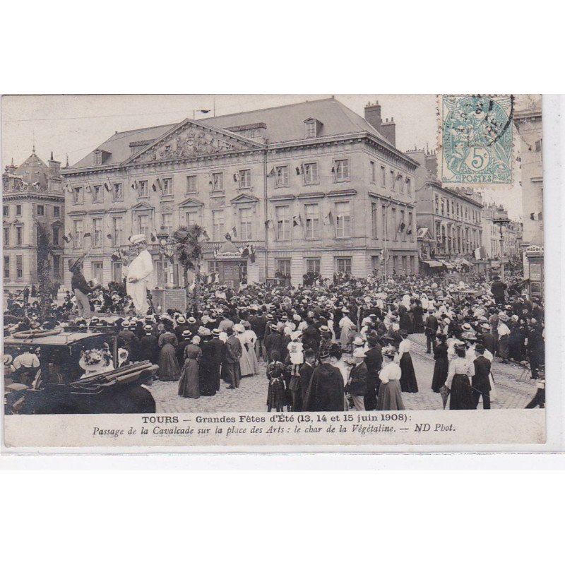 TOURS : grandes fêtes d'été - revue des sapeurs pompiers -  cavalcade - le char de la végétaline - très bon état