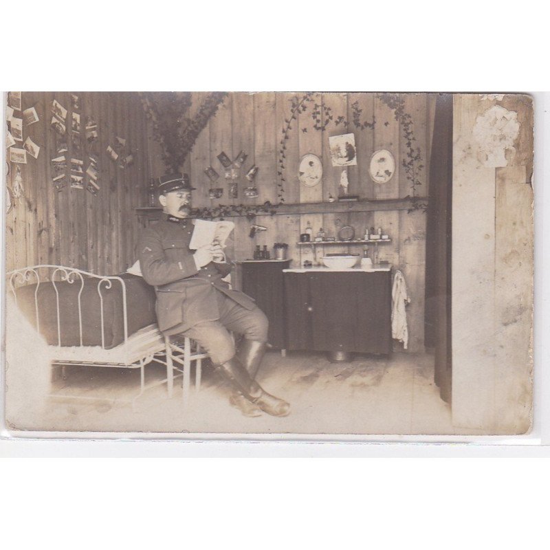 LE CHATELLIER : carte photo du camp de prisonniers de guerre (cachet) - militaire - guerre 14-18 (carriere)très bon état