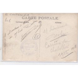 LE CHATELLIER : carte photo du camp de prisonniers de guerre (cachet) - militaire - guerre 14-18 (carriere)très bon état