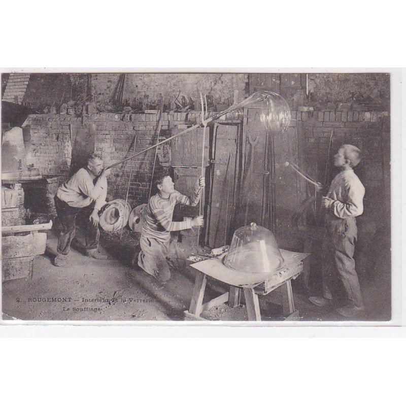 ROUGEMONT : intérieur de la verrerie - le soufflage - bon état