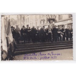 VERSAILLES : carte photo de la revue des troupes pendant la fête Hoche en juillet 1933 - très bon état