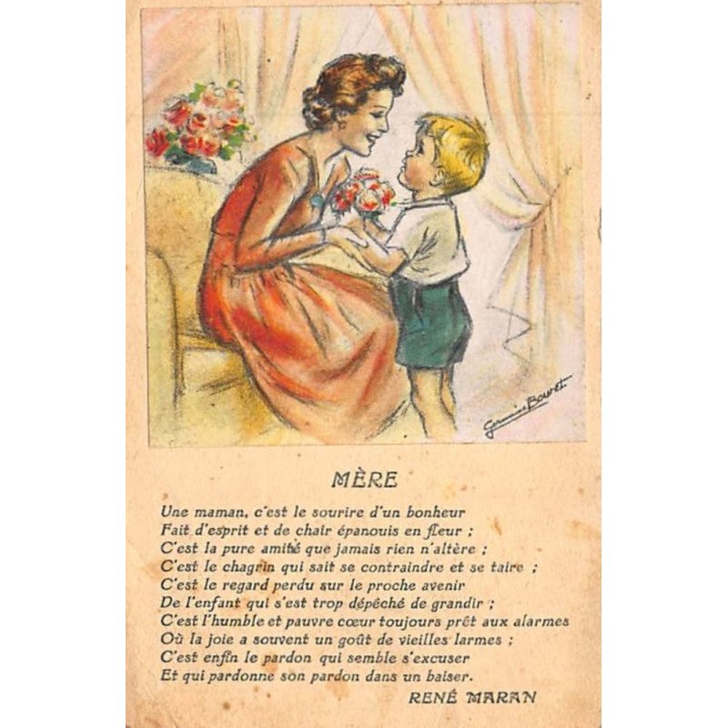 BOURET Germaine : AEC - fete des mères (collage) - bon état