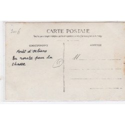 FORET D'ORLEANS : carte photo d'une scène de chasse à tir (Sologne - automobile) - très bon état