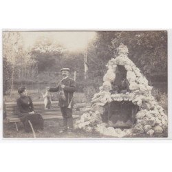 A LOCALISER : carte photo d'un retour de chasse à tir (fontaine) - très bon état