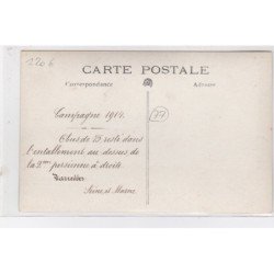 VARREDDES : 1914/18 - carte photo d'un obus de 75 resté dans l'entablement (militaire - guerre - moto) - très bon état