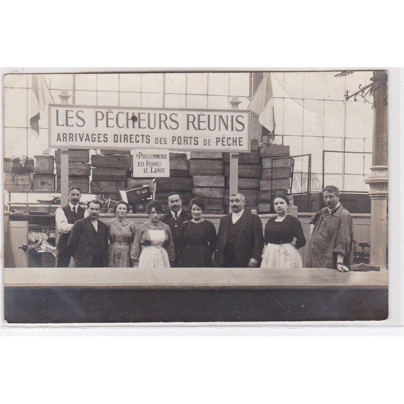 LYON : carte photo - "les pêcheurs réunis" (poissonnerie - halles) - très bon état