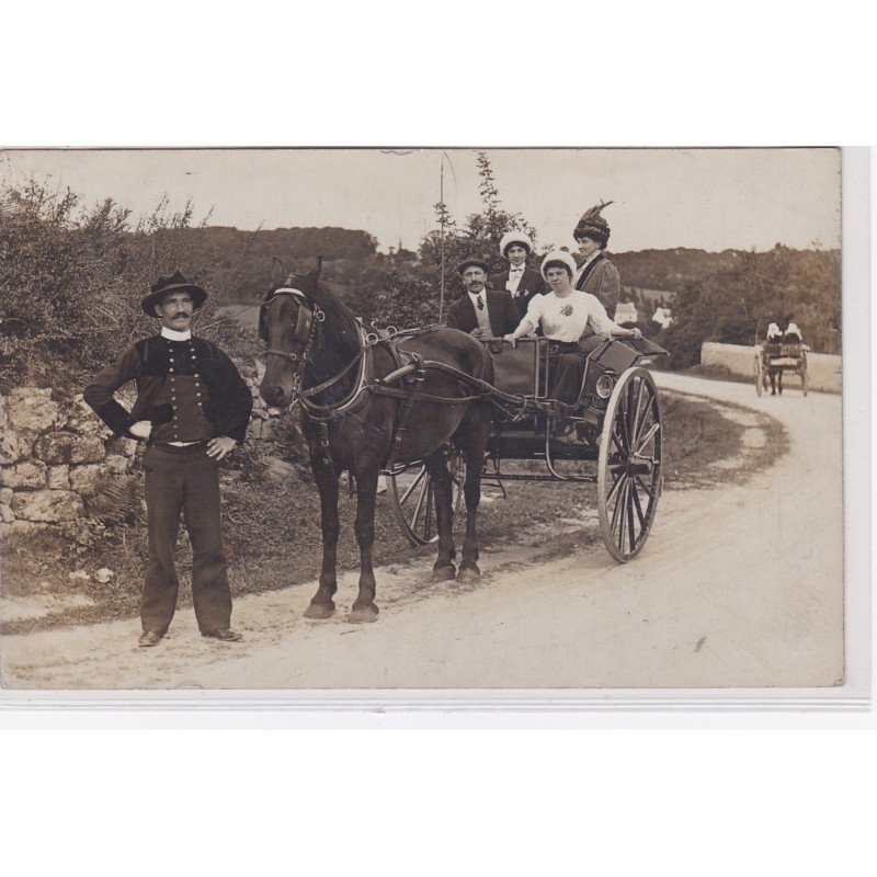 PONT AVEN : carte photo d'un attelage - très bon état