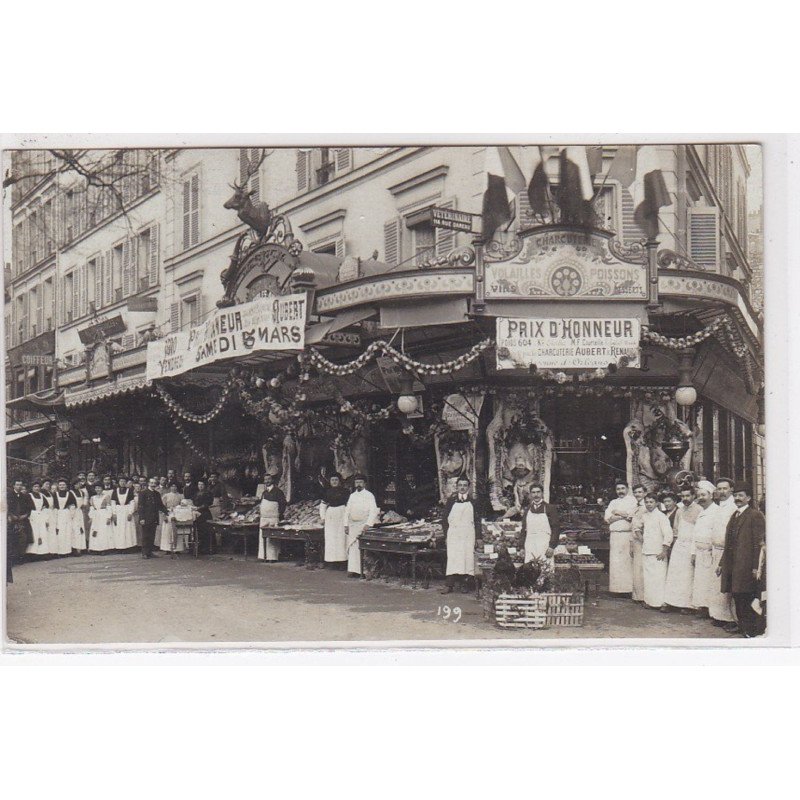 PARIS 14ème : carte photo de la boucherie charcuterie AUBERT (avenue d'Orleans) - très bon état PARIS 14ème : carte photo de la boucherie charcuterie AUBERT (avenue d'Orleans) - très bon état