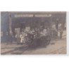 PARIS : carte photo de pompiers en intervention devant un restaurant en 1904 - très bon état