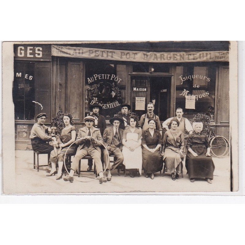 ARGENTEUIL : carte photo du café "au Petit Pot d'Argenteuil" - très bon état