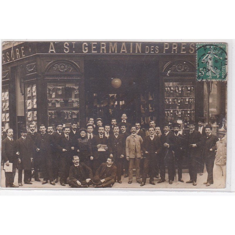 PARIS 6ème : carte photo du magasin de mode et chaussures "A Saint Germain des Prés" - très bon état