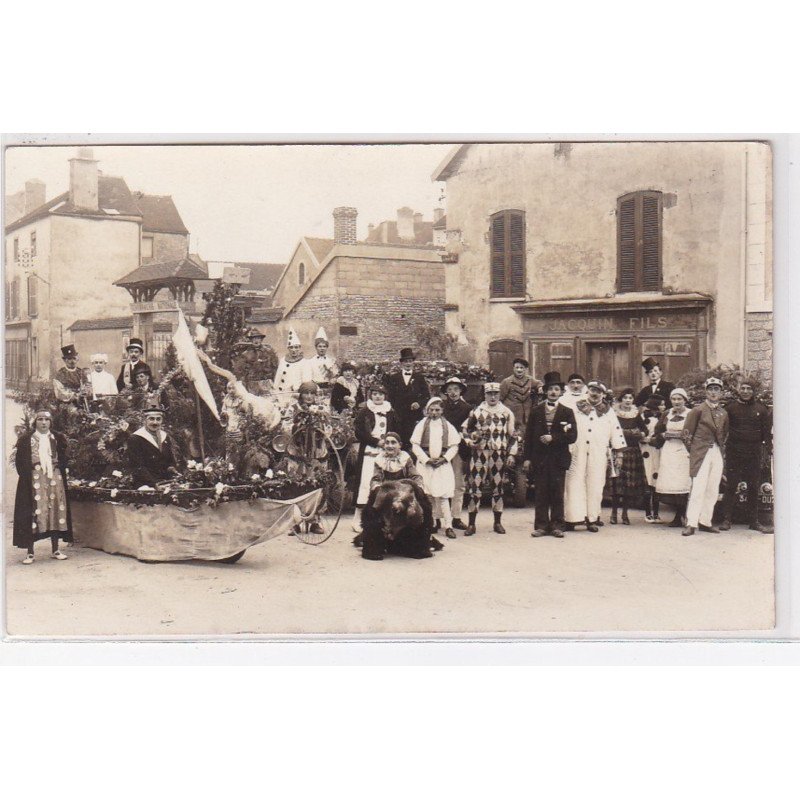 POTHIERES : carte photo du carnaval (char - ours déguisé - Jacquin fils - gendarmerie nationale) - très bon état