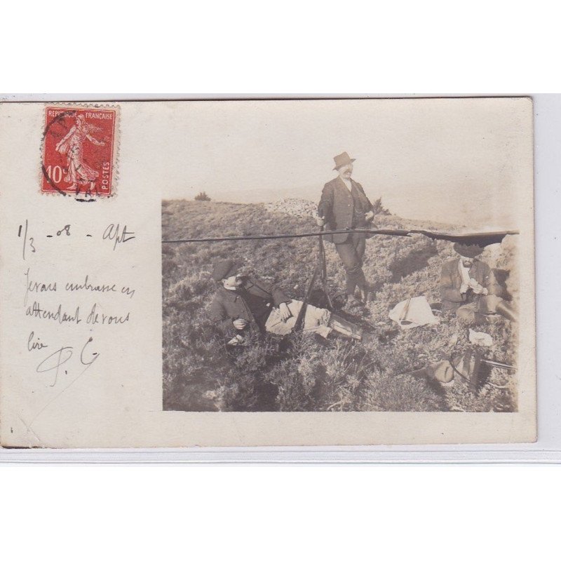 APT (environs) : carte photo d'une scène de chasse - bon état (un coin plié)