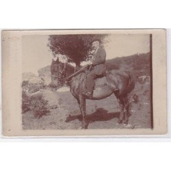 CORSE : carte photo d'un homme à cheval (près Sainte Marie SICHE ?)- très bon état