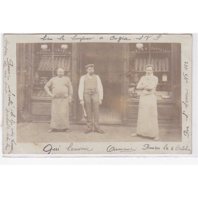 ROUEN : carte photo de la boulangerie au 132 rue Saint Sever - très bon état