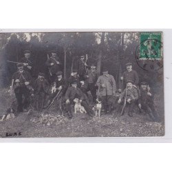 Environs d'Evreux : carte photo d'une scène de chasse vers 1910 - très bon état