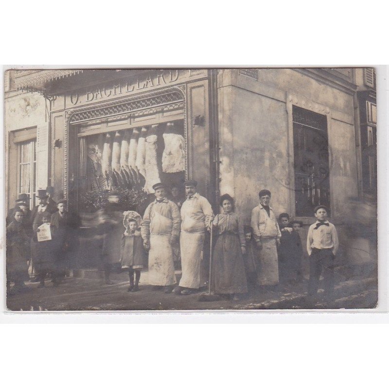 Environs de COUBRON : carte photo de la boucherie BACHELARD - très bon état