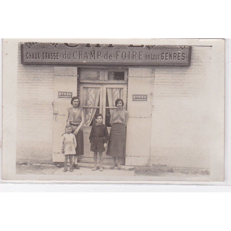 BLETTERANS : carte photo du café du champ de foire (chaux lourde et grasse) - très bon état