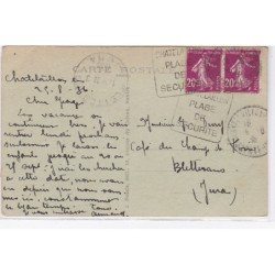 BLETTERANS : carte photo du café du champ de foire (chaux lourde et grasse) - très bon état