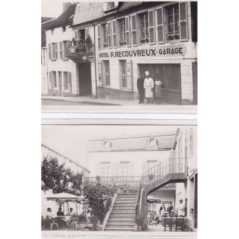 SEMUR : lot de 2 photos format cpa de l'hotel restaurant RECOUVREUX en 1935 - très bon état