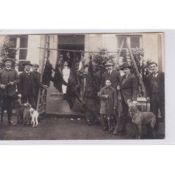 Carte photo d'un retour de chasse (photo GALLET à BELLAC) - bon état
