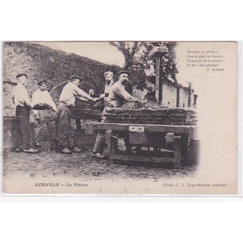 GOUVILLE : la pilaison (pressoir a cidre - pommes) - très bon état