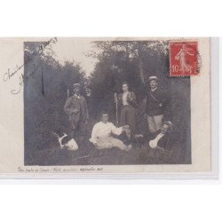 CHANTEMERLE : carte photo d'une partie de chasse en 1907 - très bon état