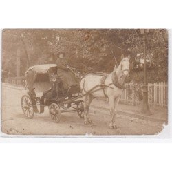 ARCACHON : lot de 2 cartes photo et d'une cpa - voiture à sable et attelage) - état