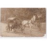 ARCACHON : lot de 2 cartes photo et d'une cpa - voiture à sable et attelage) - état
