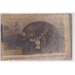 TOULOUSE : carte photo du magasin de cuirs et toiles AYNIE (13 rue Saint Ursule) - très bon état