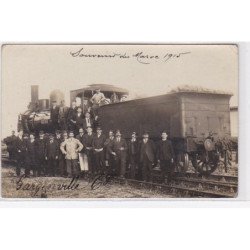 GARGENVILLE : un train avec tout le personnel (souvenir du Maroc 1915)(chemin de fer) - très bon état