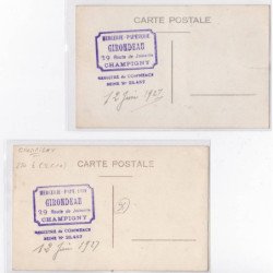 CHAMPIGNY : lot de 2 cartes photos - autobus fleuris (guerre aux insectes !) - très bon état