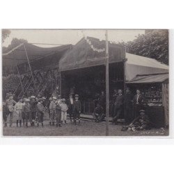 Environs de VALDAMPIERRE : carte photo d'une fete foraine (balançoires - stand de jeu) - très bon état