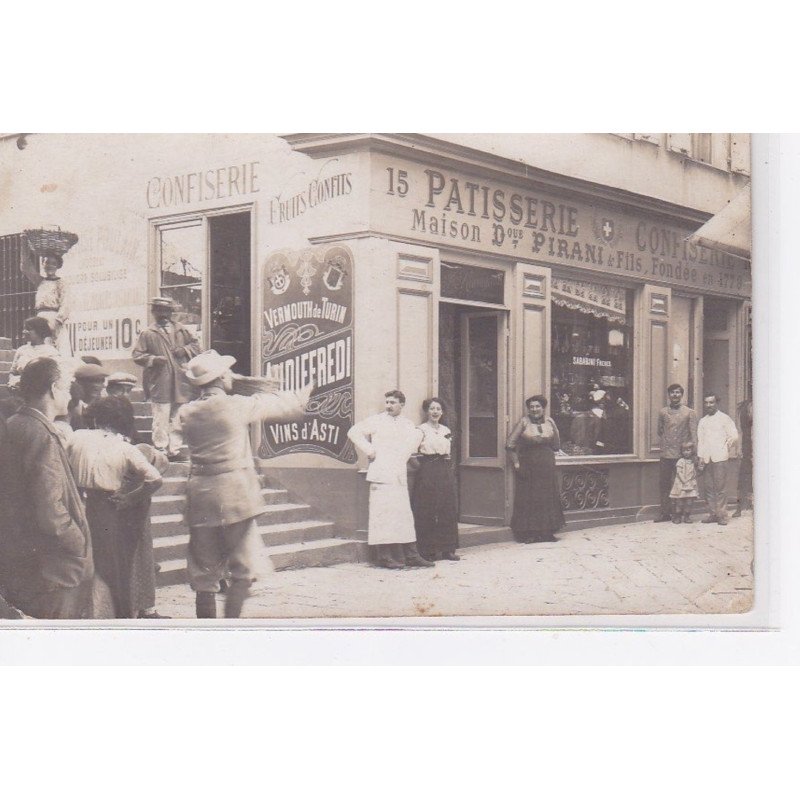 NICE : carte photo de la confiserie patisserie PIRANI et fils - bon état (un coin plié)