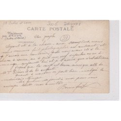 DRUYE : carte photo d'un retour de chasse aux cochons noirs (devant la mairie) - très bon état