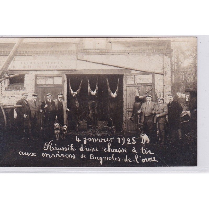 BAGNOLES DE L'ORNE (environs) : carte photo d'une chasse à tir en 1925 - très bon état