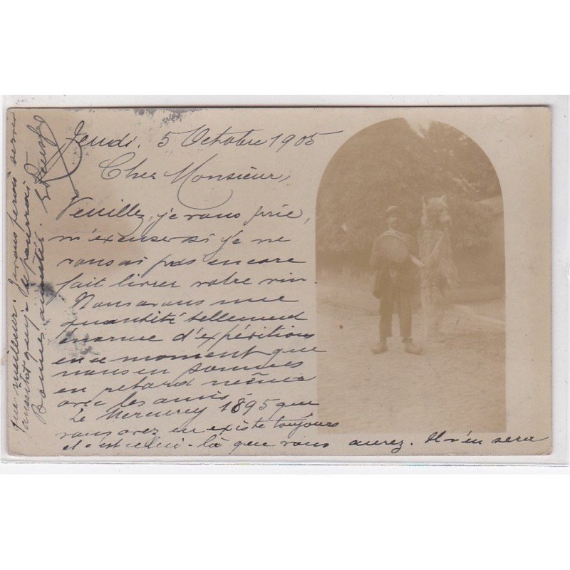 A LOCALISER (environs de DIJON) : carte photo d'un montreur d'ours en 1905 - très bon état