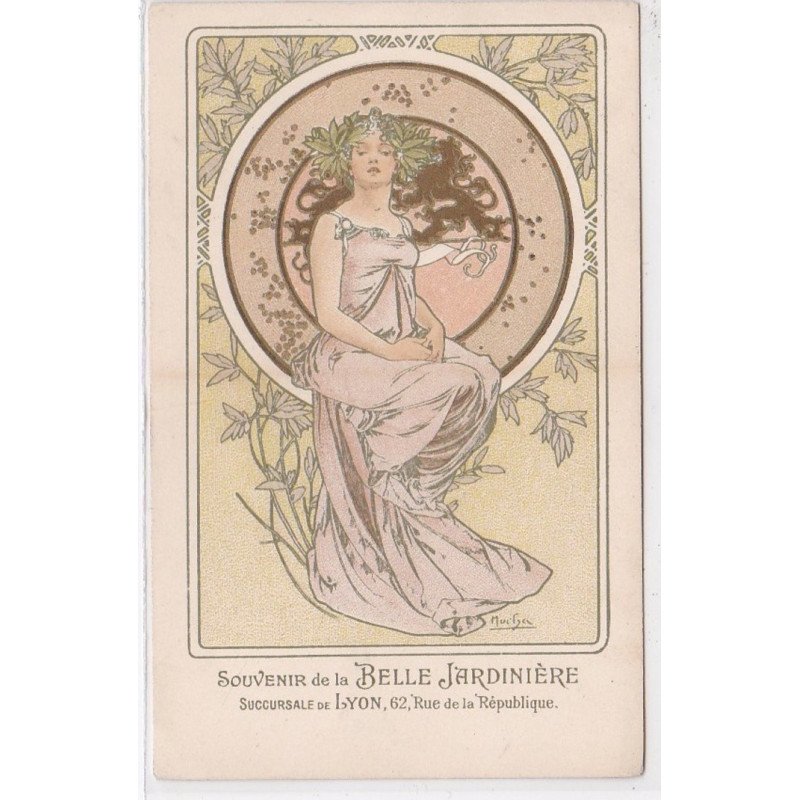 MUCHA Alphons : "femme hautaine"  avec publicité de la Belle Jardinière de Lyon - très bon état