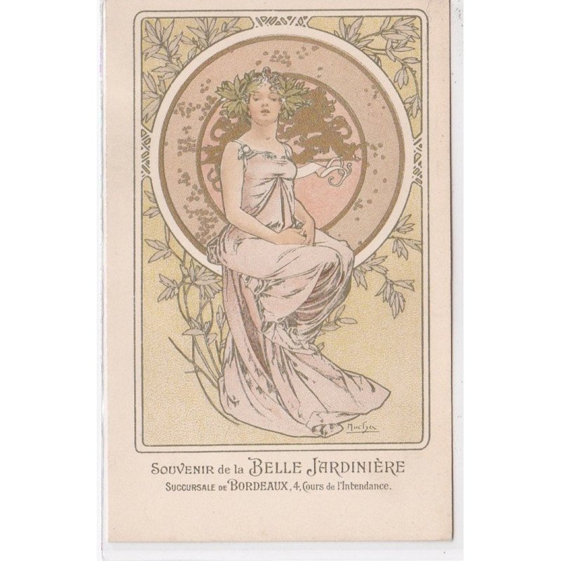 MUCHA Alphons : "femme hautaine"  avec publicité de la Belle Jardinière de Bordeaux - très bon état