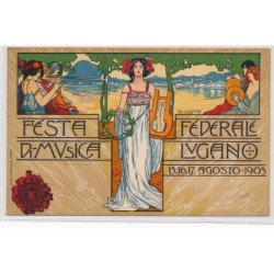 PUBLICITE : festa di musica federale lugano 15 16 17 agosto 1903, Belloni - tres bon etat