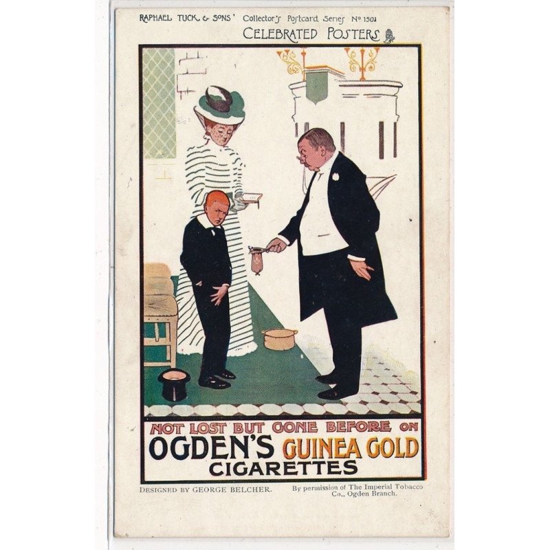 PUBLICITE : raphael tuck  sons celebrated posters not lost but gone before on ogden's guinea gold cig. - tres bon e