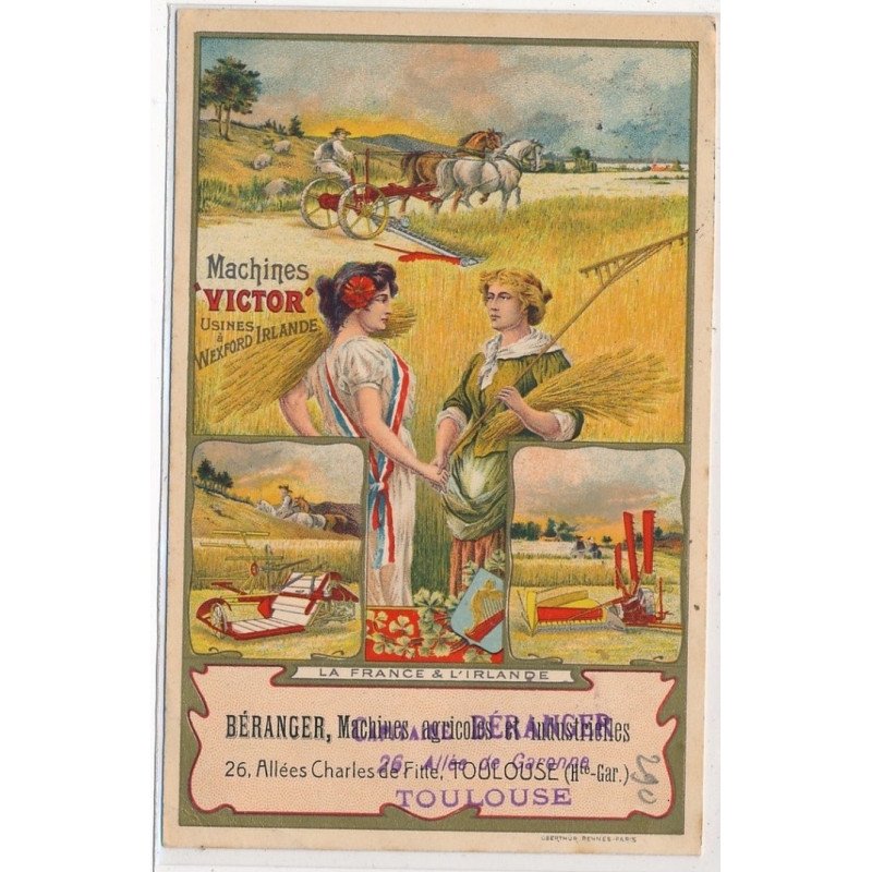 PUBLICITE : beranger machine agricoles et industrielles machines victor usines  wexfort irlande - etat