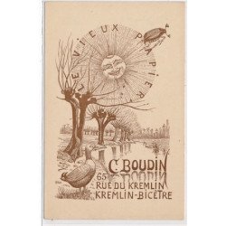 PUBLICITE : le vieux papier, C. Boudin 65 rue du kremlin, club cartophile "au vieux papier" - tres bon etat