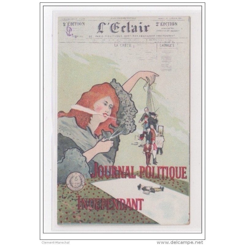 PUBLICITE pour le journal  "l'Eclair" a  Paris vers 1900 illustrée - très bon état (carton format cpa)