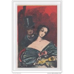 GALA HENRI MONNIER : PAILLARD "couple sur fond rouge" - très bon état